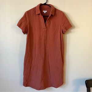 J Jill Dress Cotton gauze Small petite Orange with pockets